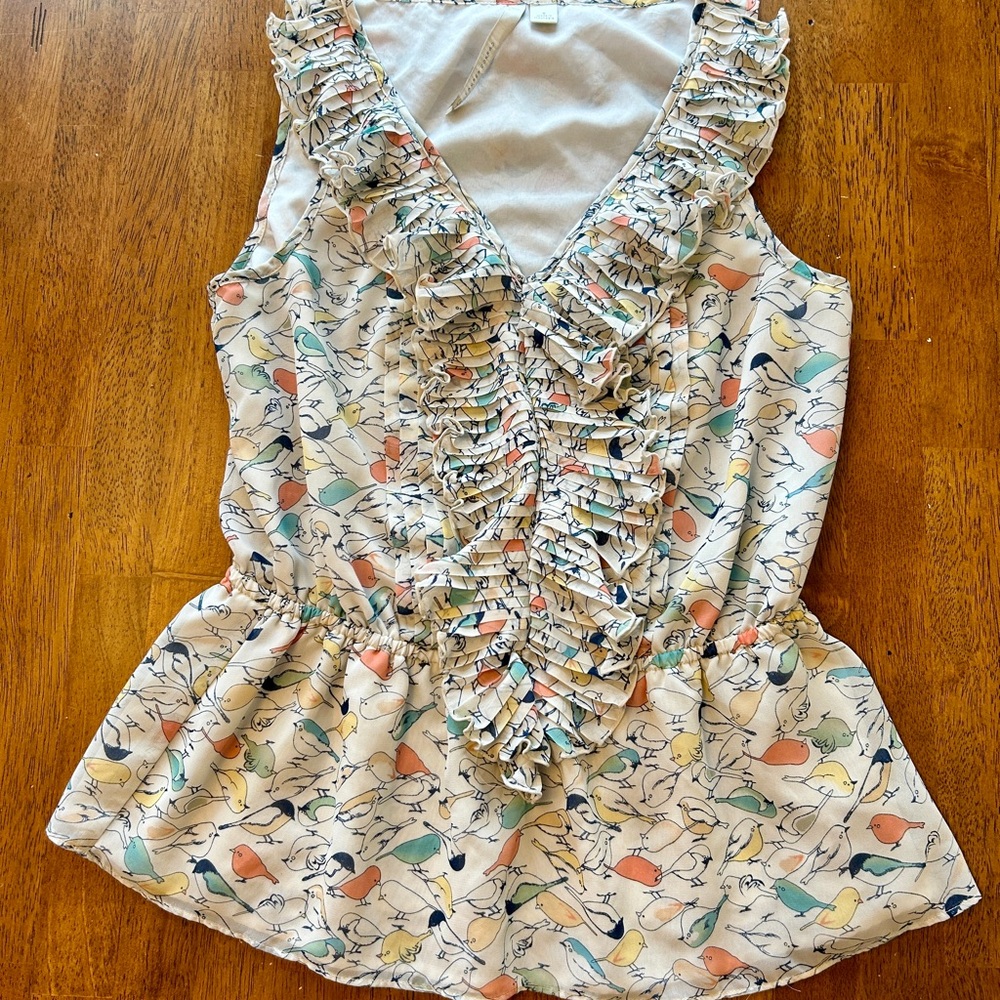 LC Lauren Conrad Multicolor Ruffle Blouse